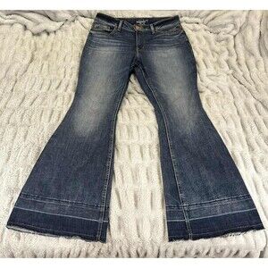 Edgely Jeans Women 12 Short High Rise Curvy Flare Dark Wash Stretch Denim Boho